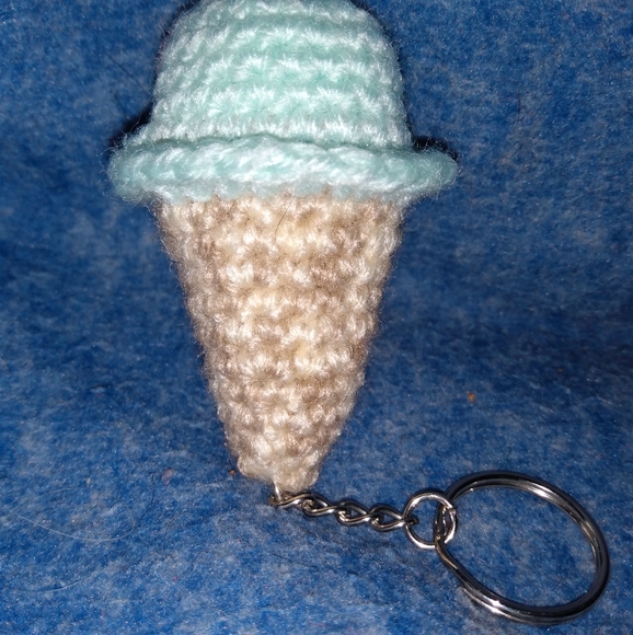 SOLD! Ice-cream Cone Crochet Keychain HANDCRAFTED Handmade - Picture 2 of 5